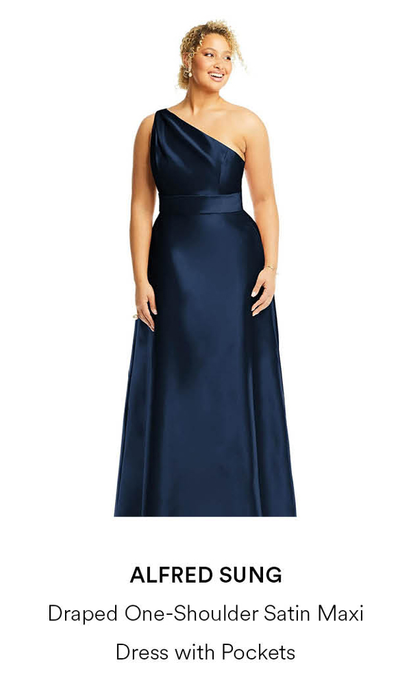 Draped One-Shoulder Satin Maxi Dress with Pockets