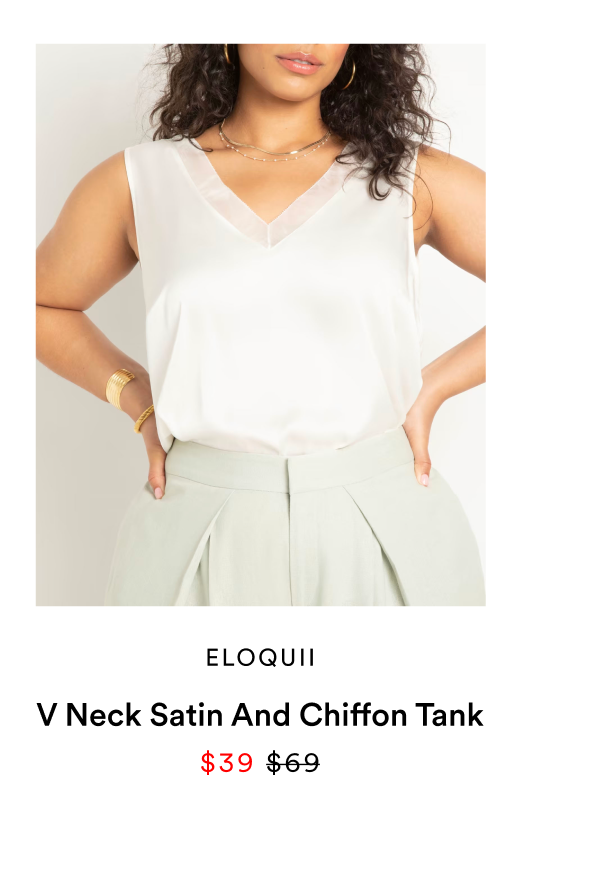 V Neck Satin And Chiffon Tanks