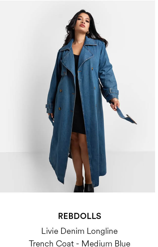 Livie Denim Longline Trench Coat - Medium Blue