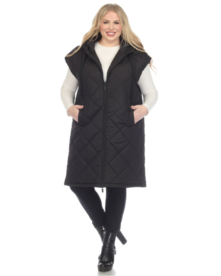 Women's Diamond Quilted Hooded Puffer Vest